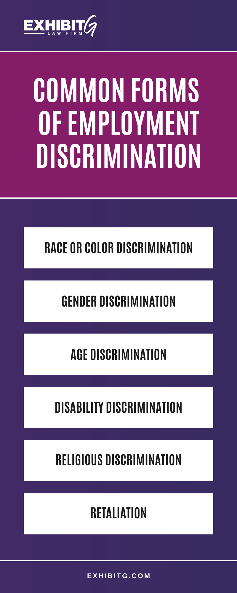 Common Forms Of Employment Discrimination Infographic