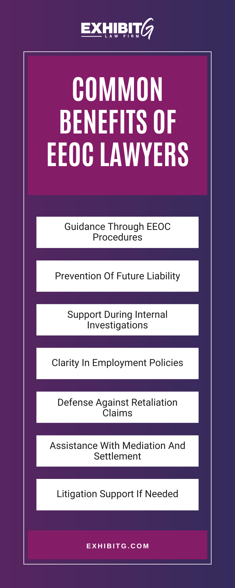 Common Benefits Of Eeoc Lawyers Infographic